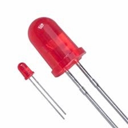 Picture of LED TH Red Diffused STD 2.1V 65mcd 80mW 5 x 8.6mm Radial Bulk Bright Led