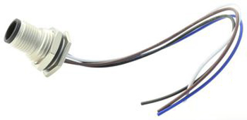 4 Position M12 D-Code PANEL Crimp Male Pins,Wire Harness, FRONT MOUNT