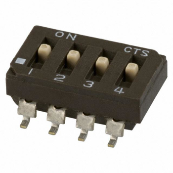 DIP SWITCH 4POS. Slide (Standard) SPST 2.54mm SMD Tube CTS Electrocomponents